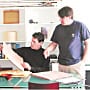 Veneer sheets being inspected by hand in the Rosebud Veneer shop, 2006