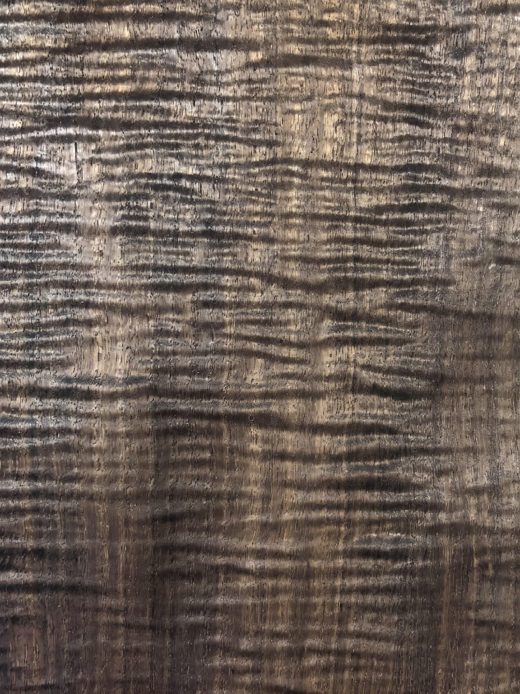 A sheet of Fumed Quartered Curly Eucalyptus veneer